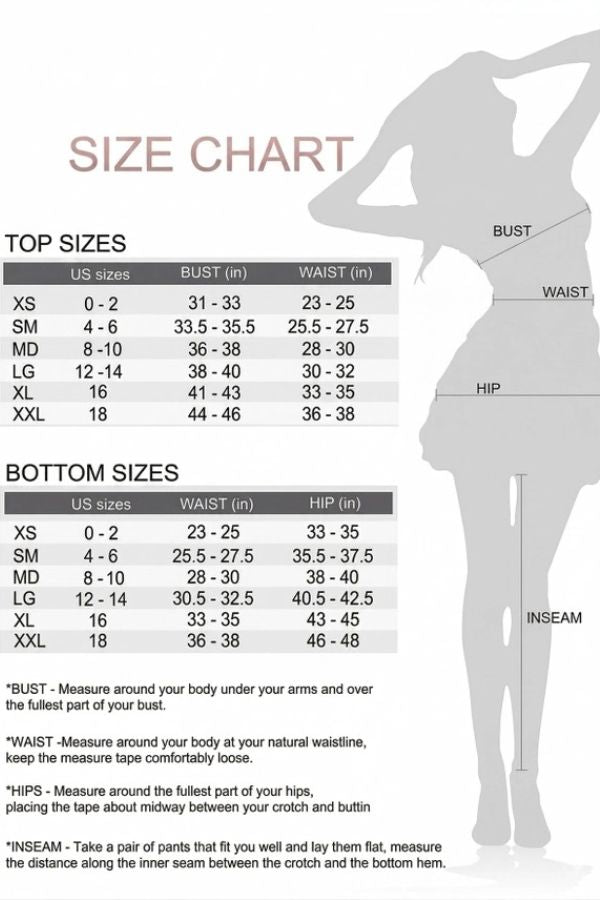 Size chart for the Curvy Plaid Flannel Shirt in an oversized fit, showing XS-XXL measurements for bust, waist, hip, and inseam, with a diagram indicating where to measure on the body.