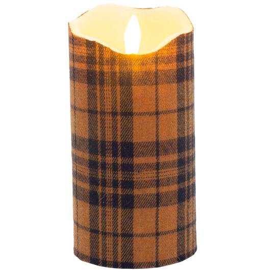 Fall Plaid Realistic Flame LED Pillar