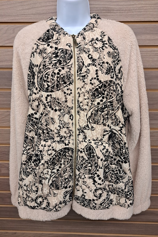 Zip jacket lace paisley front pockets