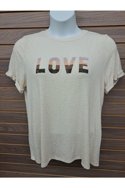 "Love" rolled sleeves tee shirt