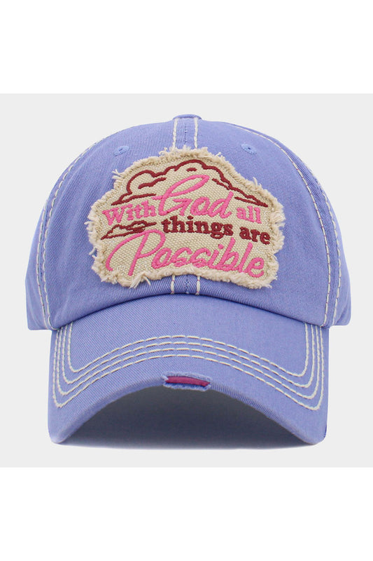"With God all things are Possible" Message Vintage Baseball Cap