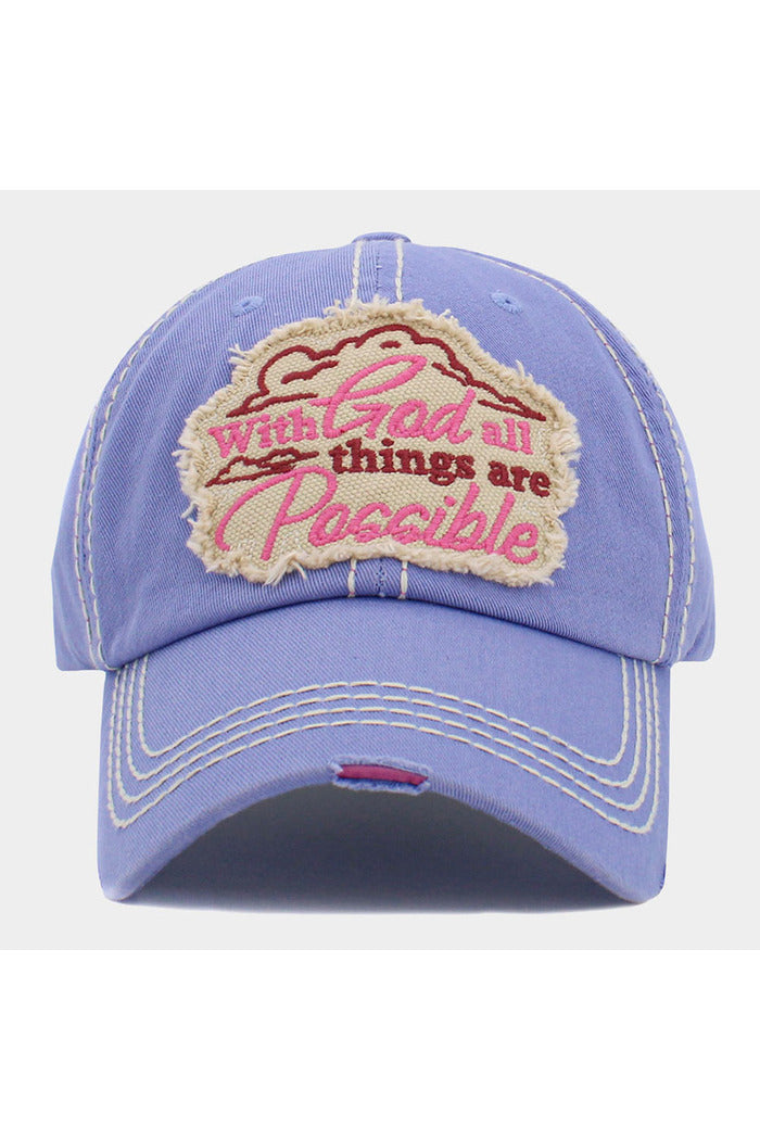 "With God all things are Possible" Message Vintage Baseball Cap