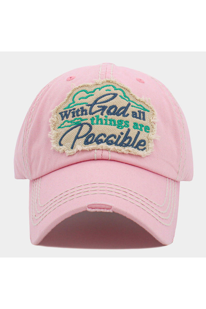 "With God all things are Possible" Message Vintage Baseball Cap