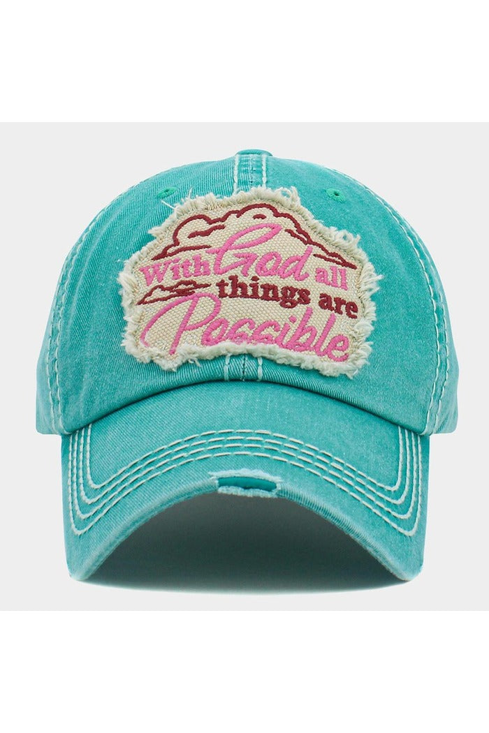 "With God all things are Possible" Message Vintage Baseball Cap
