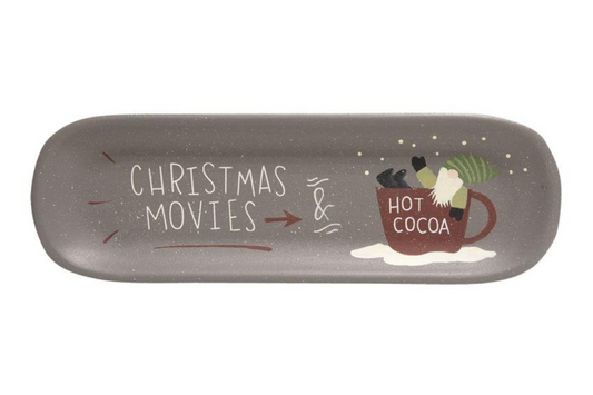 Christmas Movies & Hot Cocoa Wooden Tray