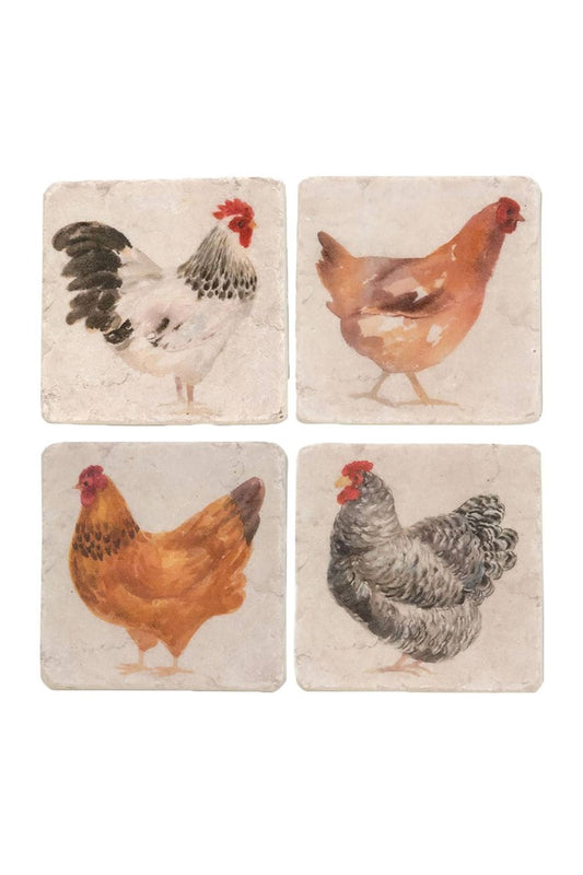 4/Set Rooster Resin Coasters