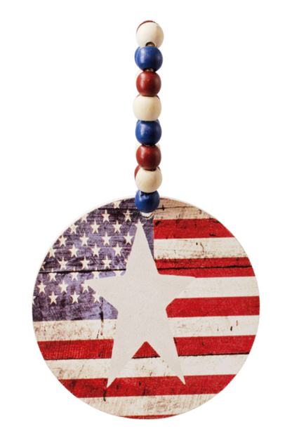 American Flag Star Bead Hanger Ornament