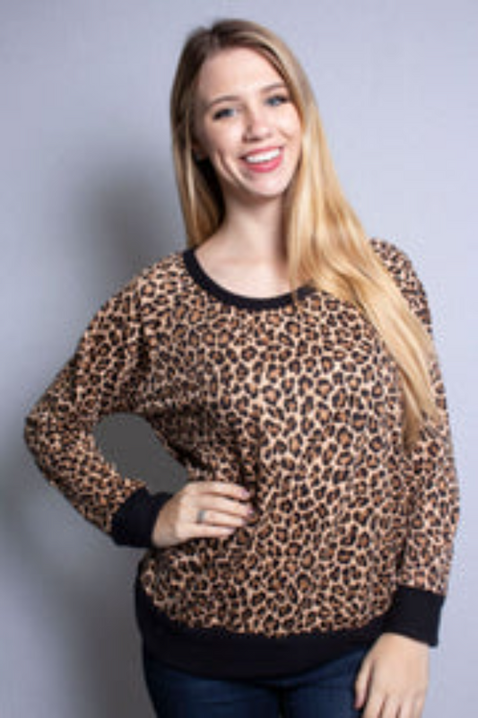 Animal Print Raglan Top