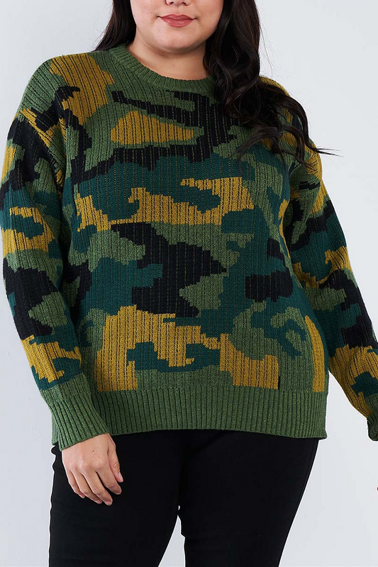 Army camo knit relaxed fit sweater
