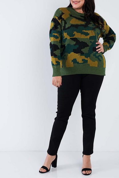 Army camo knit relaxed fit sweater