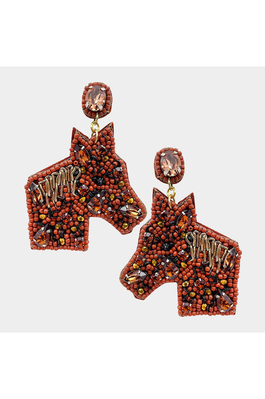 Beaded Horse Dangle Earrings