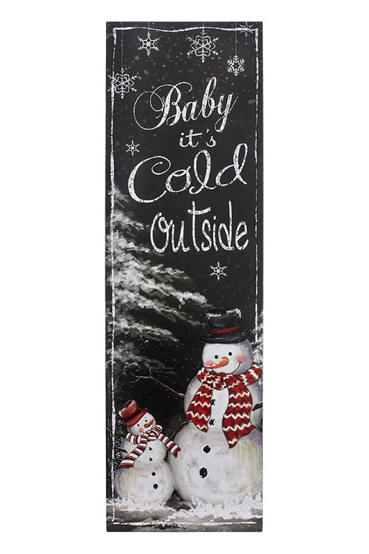 Wooden Snowman Baby Its Cold Sign