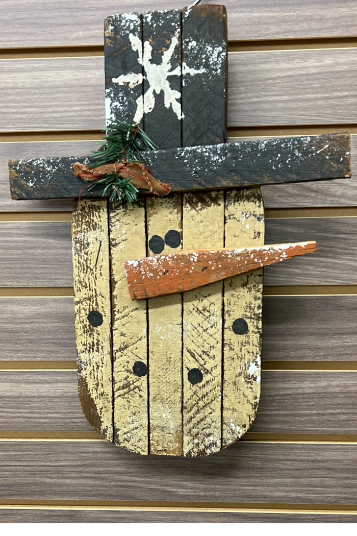 Hanging Snowflake Lath Snowman Head