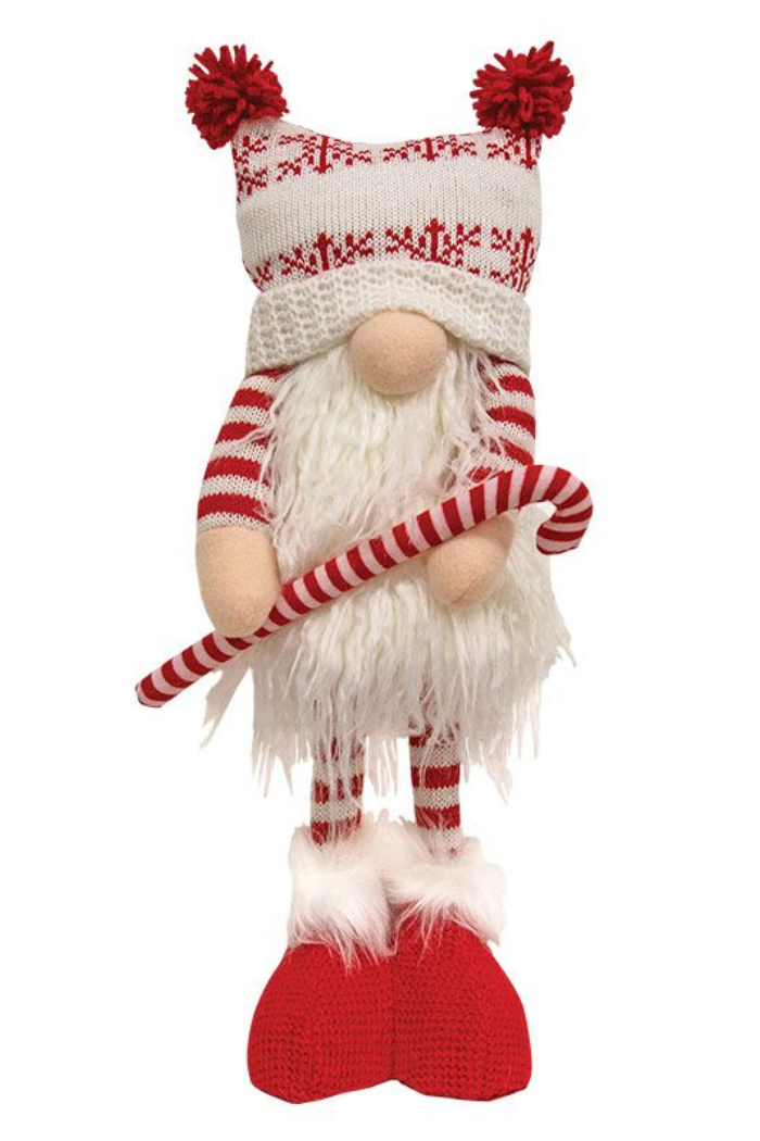 Candy Cane Standing Gnome