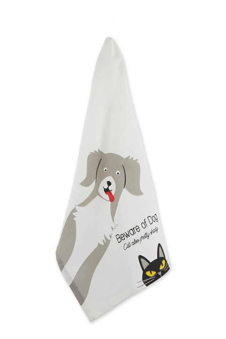 Beware Of Dog & Cat Printed Dishtowel