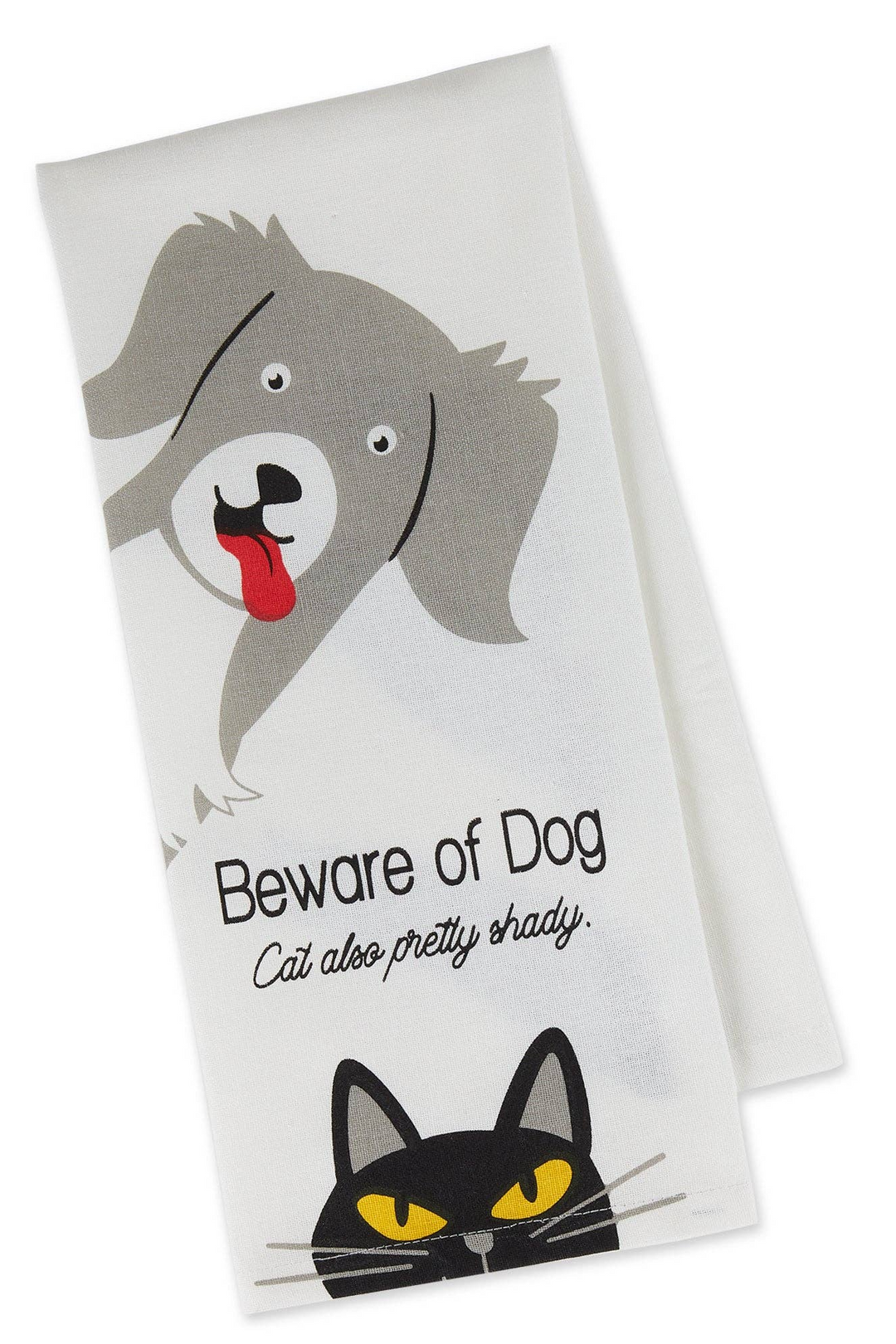 Beware Of Dog & Cat Printed Dishtowel