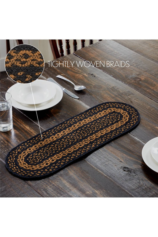 Black & Tan Jute Oval Runner