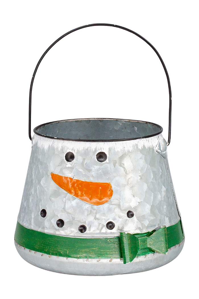 Galvanized Snowman Bucket