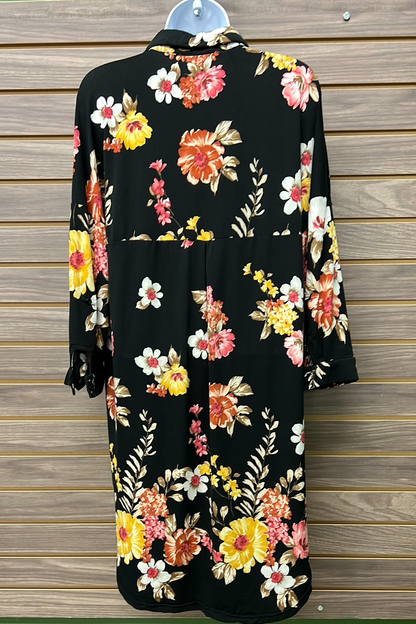 Black button-down floral dress