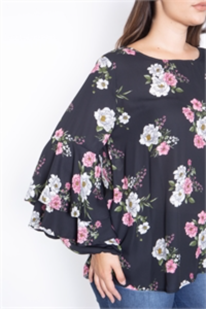 BLACK FLORAL TOP