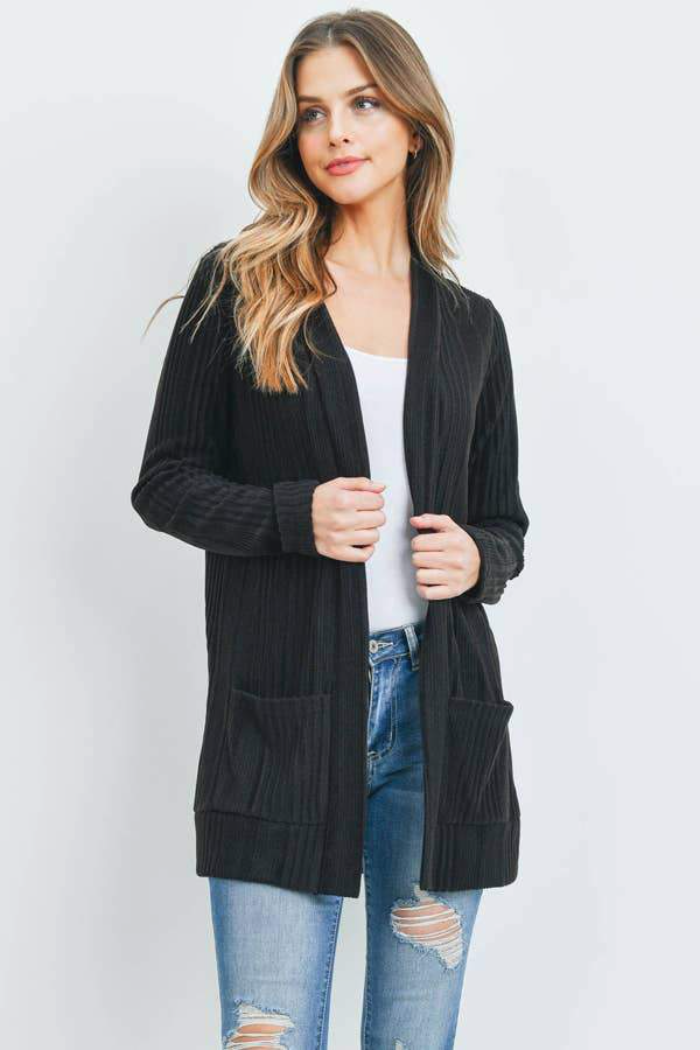 Black soft open cardigan