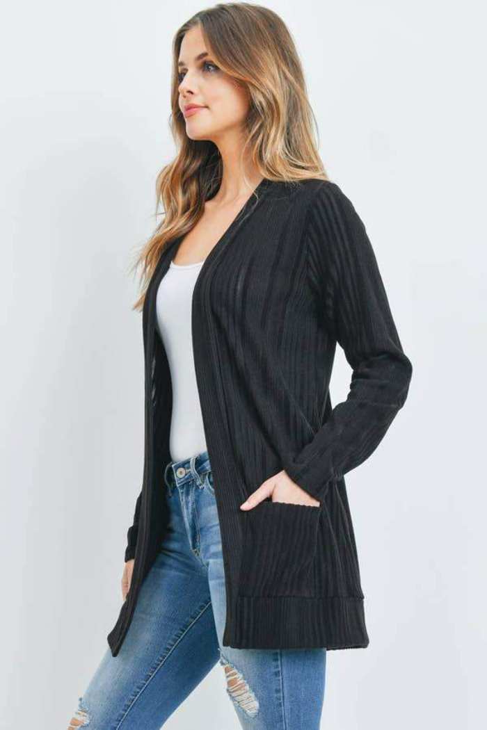 Black soft open cardigan