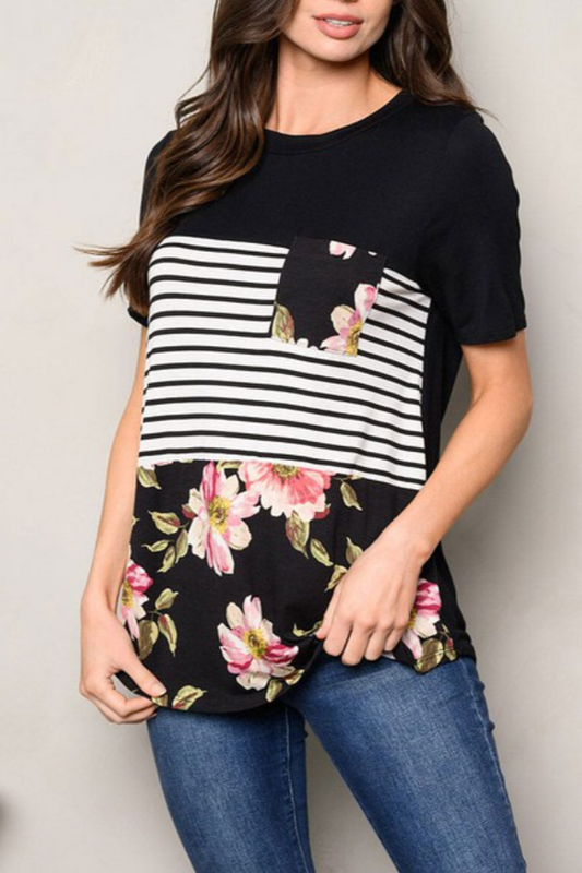 Block Stripe Floral