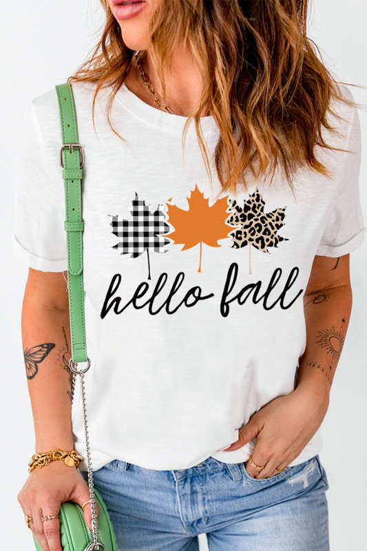 Hello Fall Mapel Leaves Graphic Tee