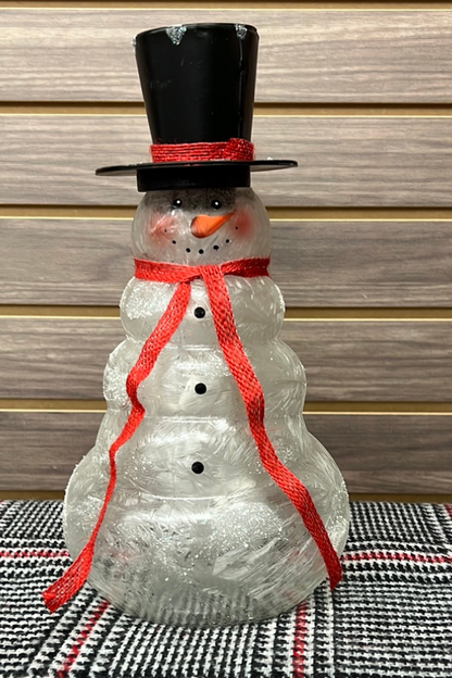 Glass snowman with led lights