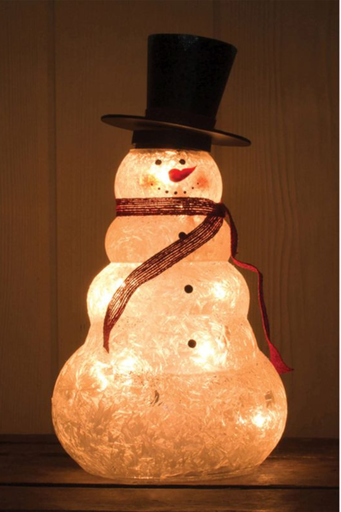 Glass snowman with led lights