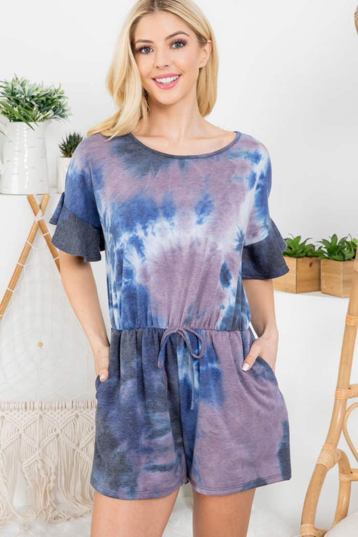 Blue tie dye romper