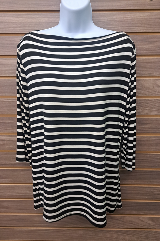 Boat neck striped top