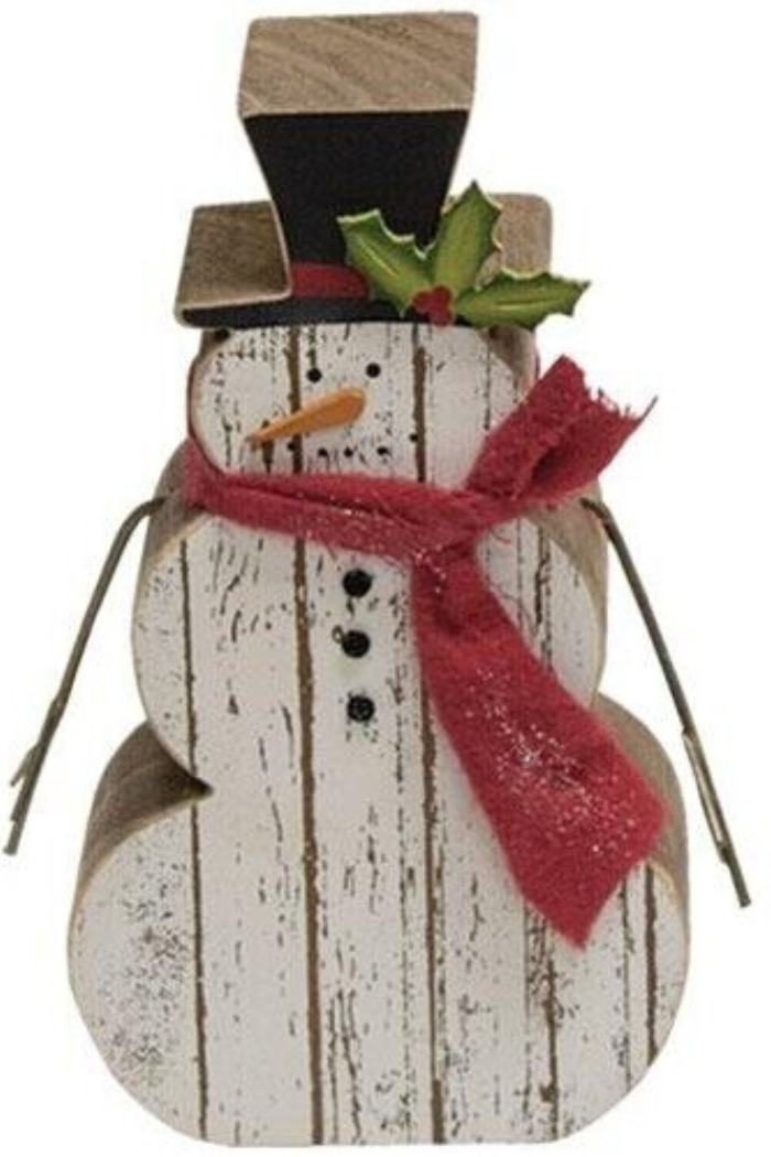 Slat wood holly jolly snowman