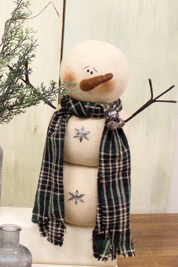 Bald Green Plaid Snowman