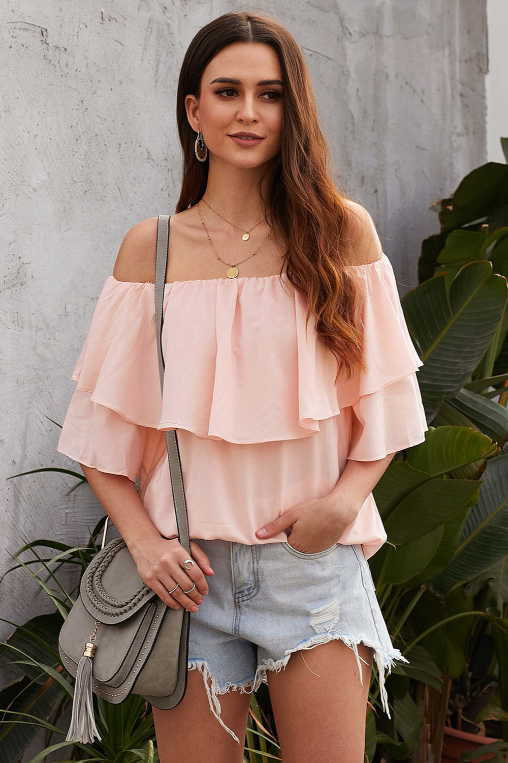 Breeze frilling off shoulder top