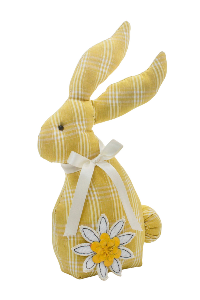 Yellow Check Bunny with Daisy