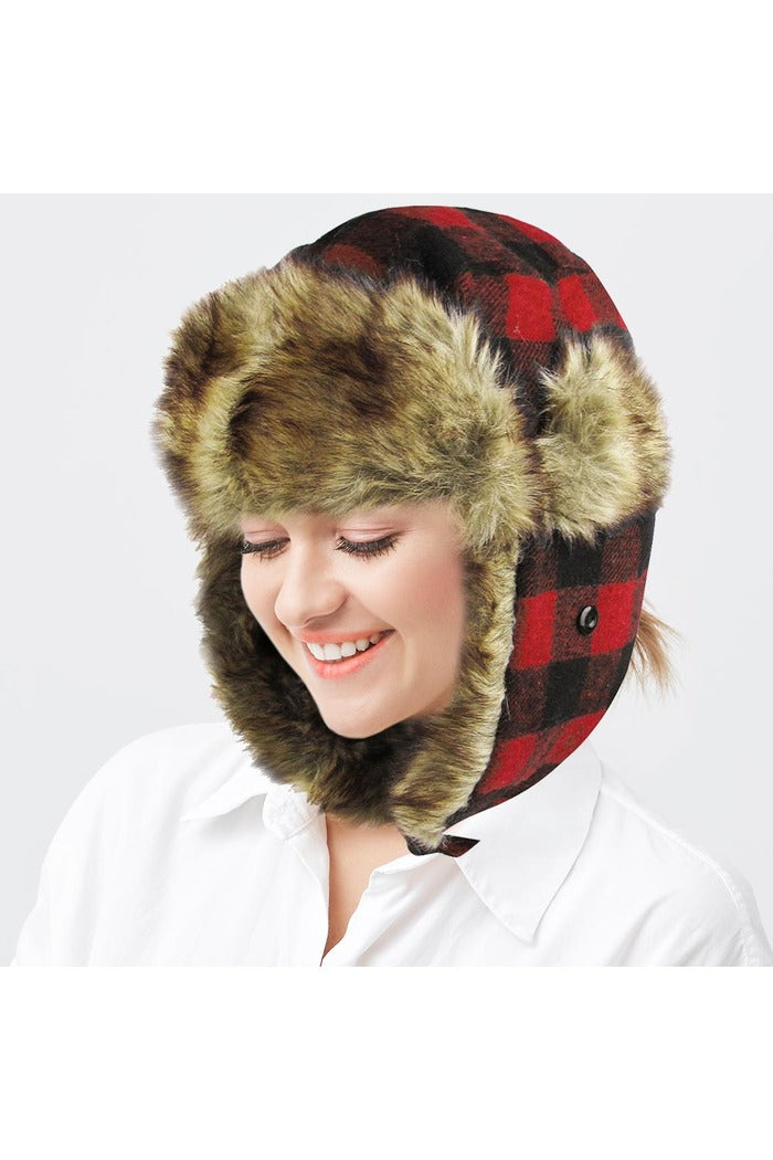 Buffalo Check Patterned Trapper Hat