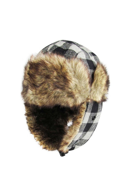 Buffalo Check Patterned Trapper Hat