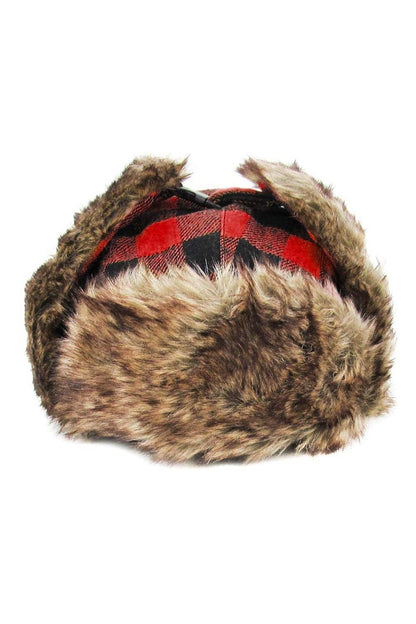 Buffalo Check Patterned Trapper Hat