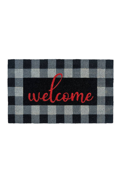 Buffalo Plaid Welcome Coir Doormat