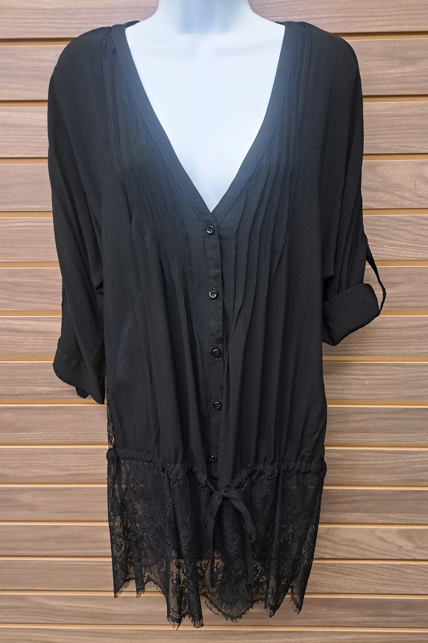 Button down blouse/cover up black
