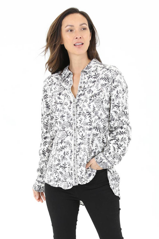 Button Front Printed Shirt