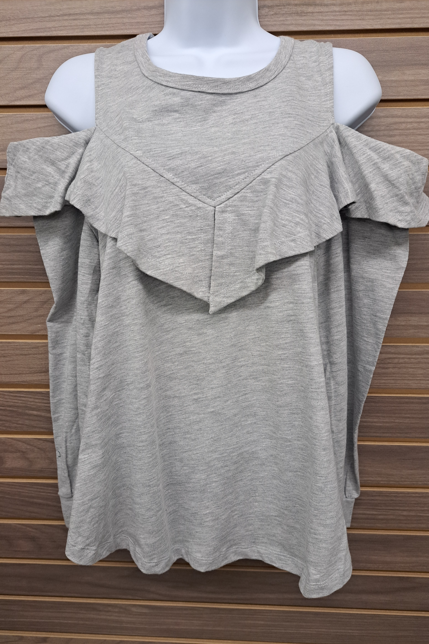 Cold shoulder gray long sleeve