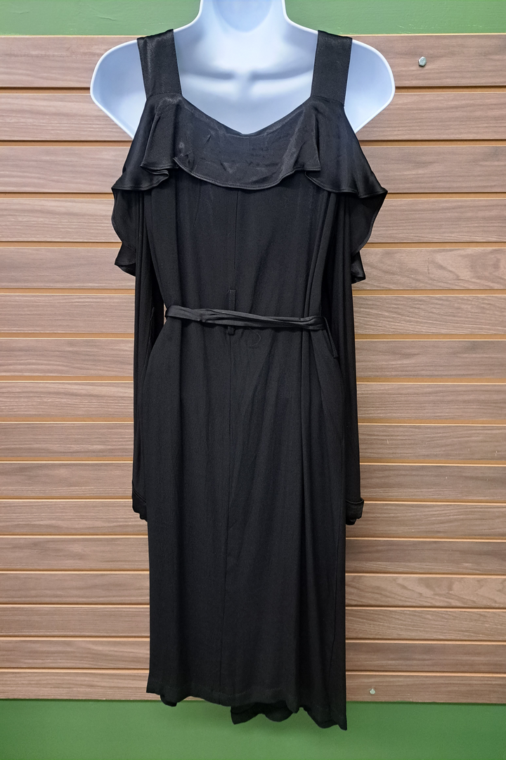 Cold shoulder long satiny blazer