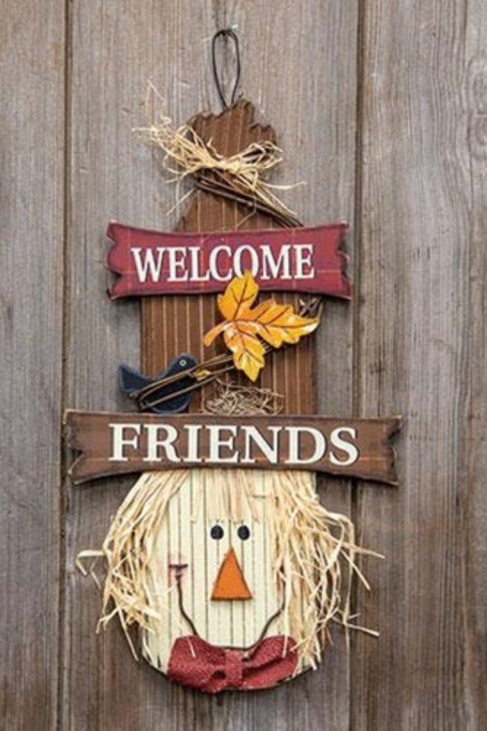 Welcome Friends Scarecrow Head