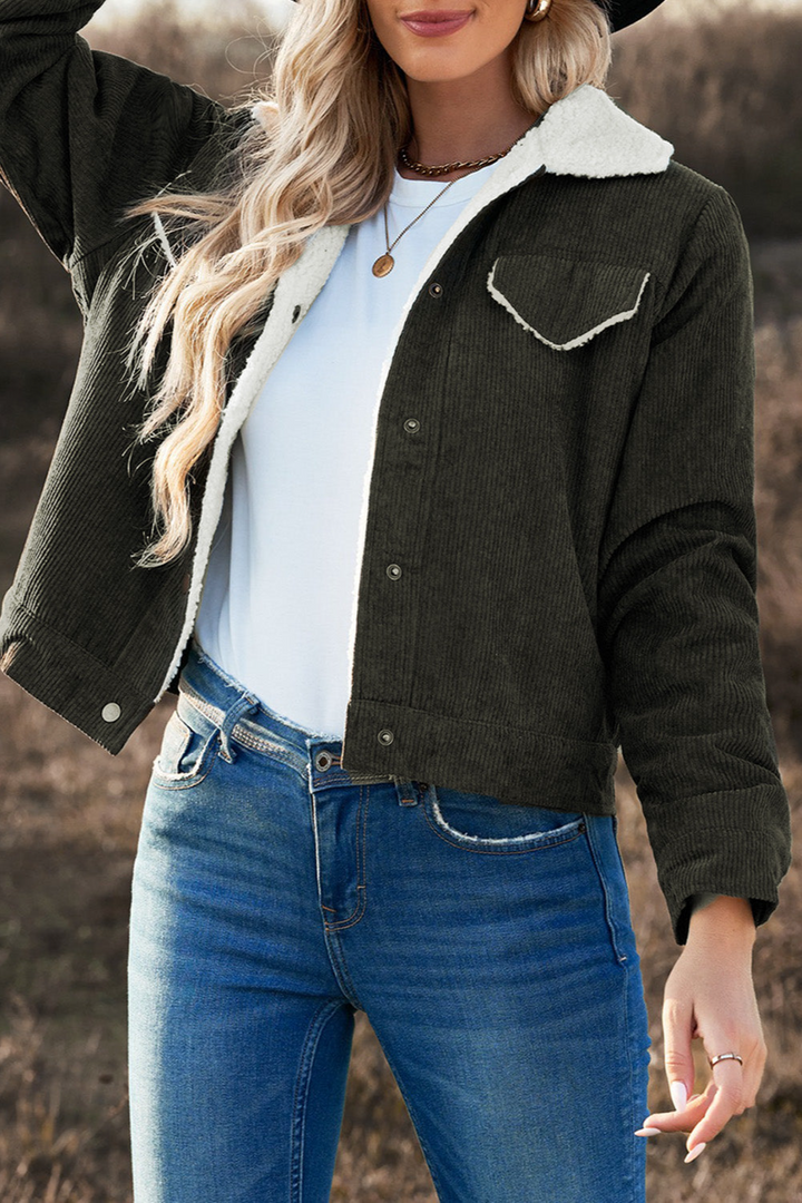 Corduroy & plush inside Green jacket