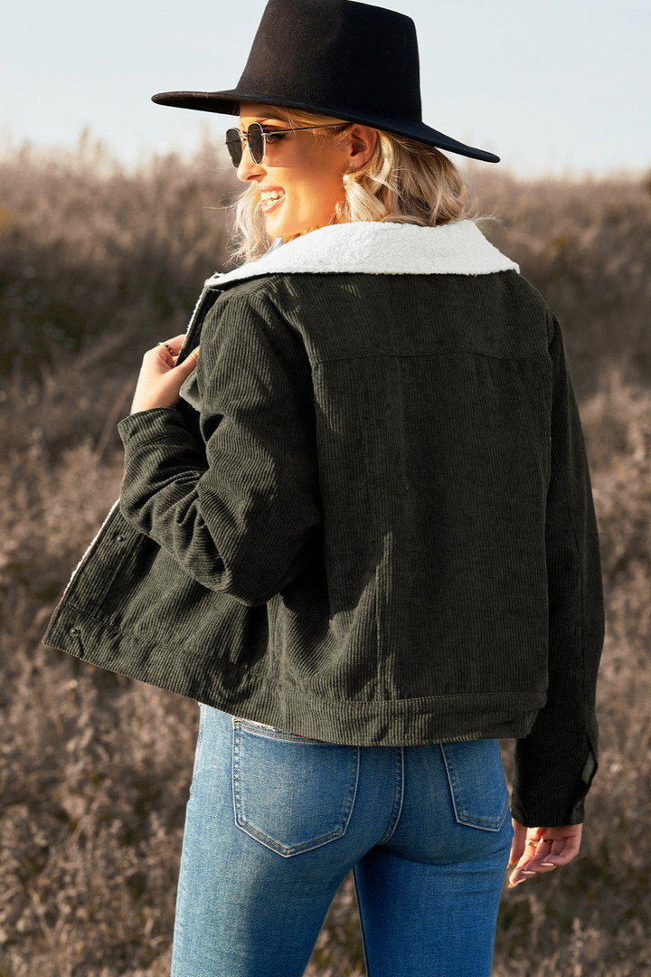 Corduroy & plush inside Green jacket