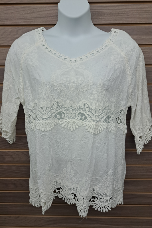 Cotton & lace white blouse