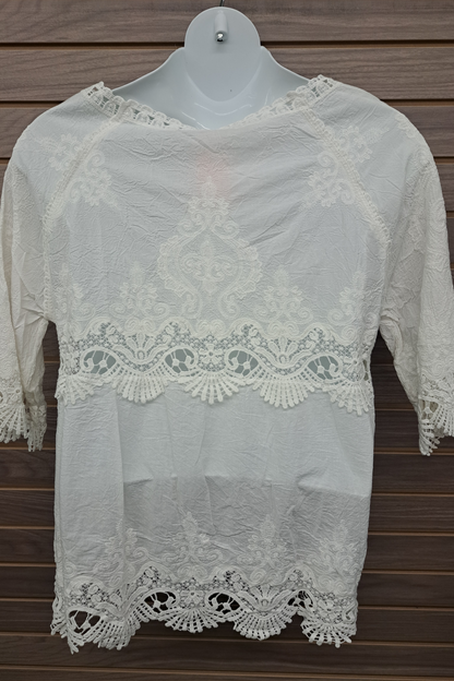 Cotton & lace white blouse