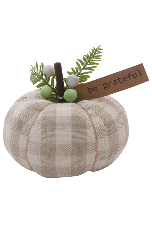 Be Grateful Plaid Pumpkin